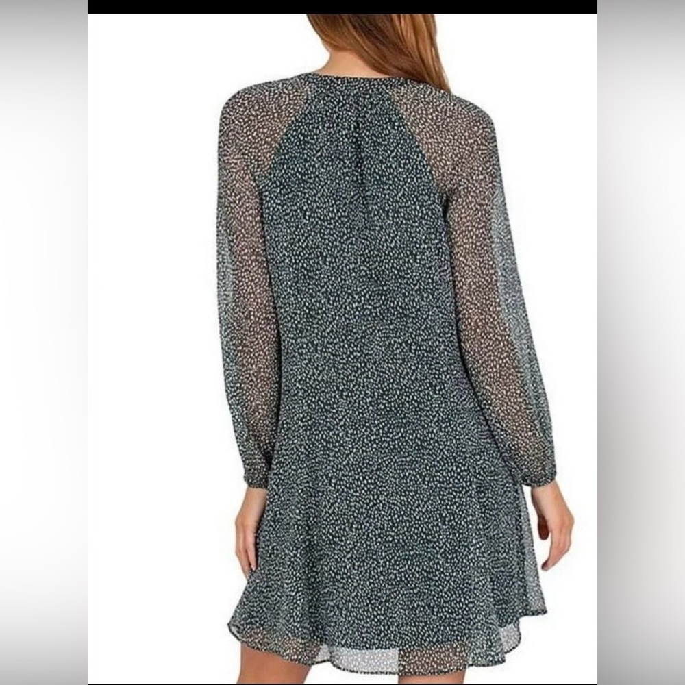 Joie Arctic Balloon Sleeve Mini Dress Green Womens XL  Preppy Elegant Fall New - Picture 11 of 11